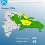 El COE mantiene 03 provincias en alerta amarilla y 13 y el Distrito Nacional en alerta verde