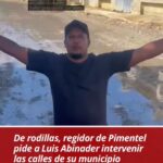 ATENCIÓN @LuisAbinader: Regidor Manoli Montero del @PRM_Oficial se arrodilla y le pide que vaya a Pimentel a ver realidad de las calles para que nadie le maquille la verdad. PIDE INTERVENCIÓN URGENTE
