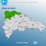 El COE coloca 05 provincias en alerta verde, debido a que el informe del INDOMET establece una vaguada para el domingo