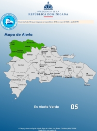 El COE coloca 05 provincias en alerta verde, debido a que el informe del INDOMET establece una vaguada para el domingo