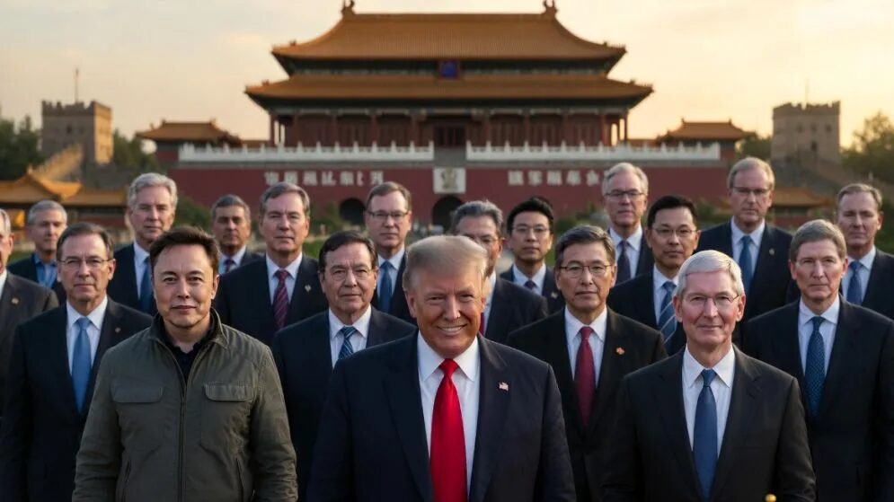 Donald Trump llega a China a reunirse con Xi Jinping para histórica cumbre, + de 10 magnates tecnológicos y empresarios le acompañan: Marco Rubio, Elon Musk, Tim Cook, Jensen Huang, Larry Fink y otros 