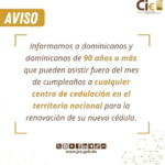 CIE @juntacentral COMUNICADO| Mayores de 90 años podrán renovar su #NuevaCédula sin tomar en cuenta el mes de su cumpleaños.