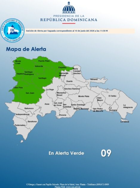 El COE coloca 09 provincia en alerta verde