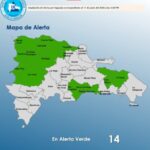 El COE aumenta a 13 provincia y el Distrito Nacional en alerta verde