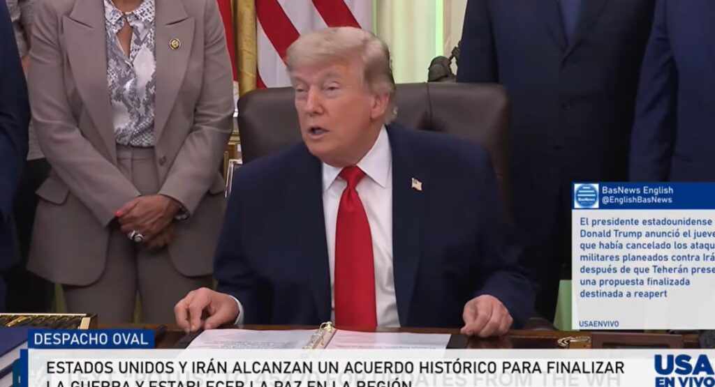 ULTIMA HORA| DECLARACIONES Trump cancela ataques contra Irán este jueves tras aprobar «puntos finales» de acuerdo de paz  detalla pacto con Irán | USA EN VIVO