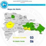El COE aumenta 02 provincia y el Distrito Naciona en alerta amarilla y coloca 06 provincias en alerta verde, debido al informe del INDOMET