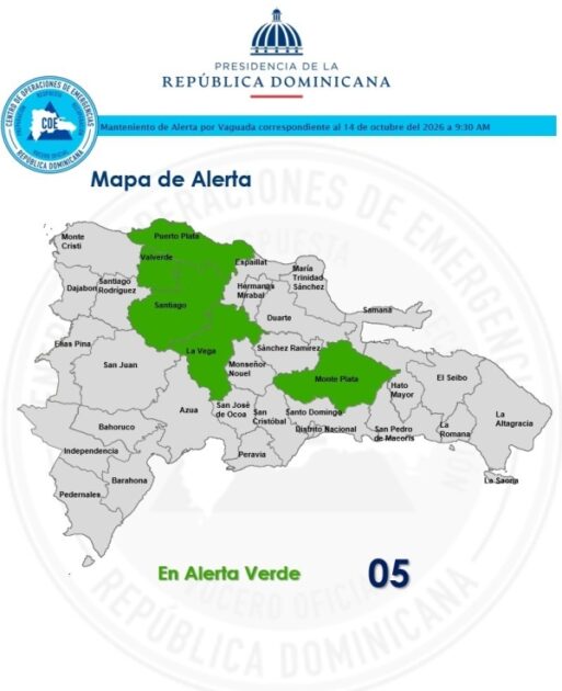 El COE mantiene 05 provincias en alerta verde debido a que el boletín del INDOMET